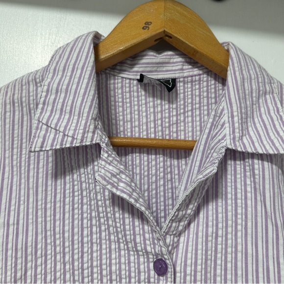 Vintage Purple White Seersucker Embroidered Set Top & Pants Set Size 14 Spring - Picture 6 of 16